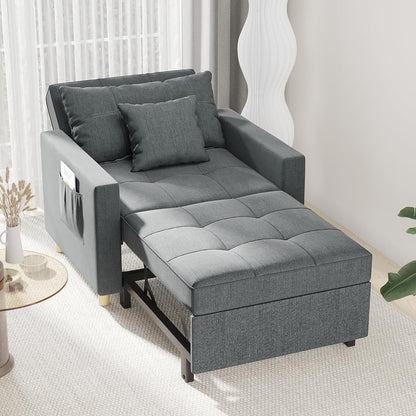 YODOLLA 3-in-1 Futon Sofa Bed Chair,Convertible Sofa Sleeper-Dark Gray