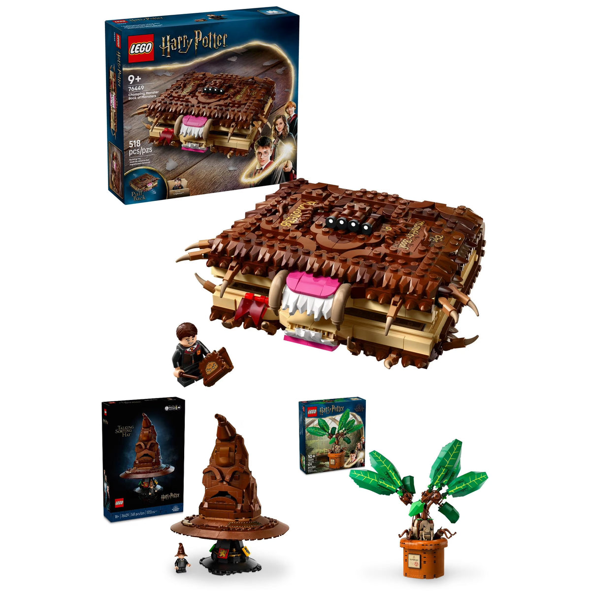 LEGO Harry Potter  Chomping Monster Book of Monsters, Mandrake, and Sorting Hat