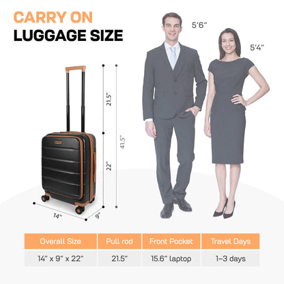 Carry On Luggage 22 x 14 x 9 Airline Approved Lightweight Hardside Spinner Luggage with TSA Lock and Laptop Compartment, Beige, CY2431