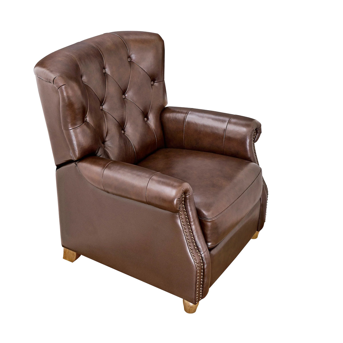 Pioneer Woman Harper Pushback Leather Recliner, Whiskey & Faux Cowhide Upholstery