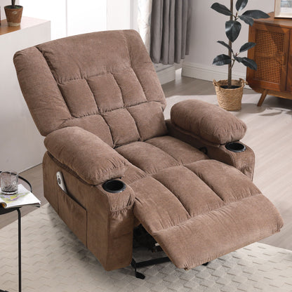 JONPONY Massage Swivel Rocker Recliner Chair with Vibration Massage and Heat Ergonomic Lounge Chair for Living Room with Rocking Function and Side Pocket, 2 Cup Holders, USB Charge Port,Grey