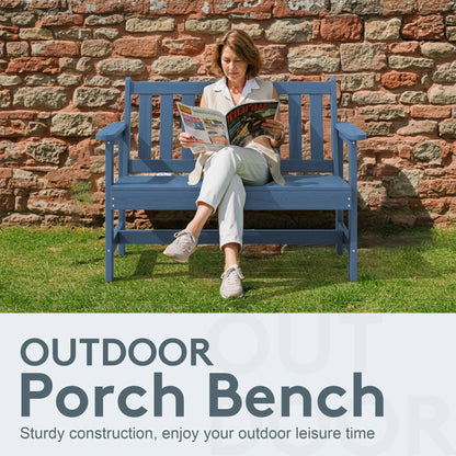SERWALL Outdoor Bench for 2-Person, Weather-Resistant HDPE with Aluminum Reinforcement, Supports 660 lbs, Comfortable Seating for Patio, Garden, and Porch, Black