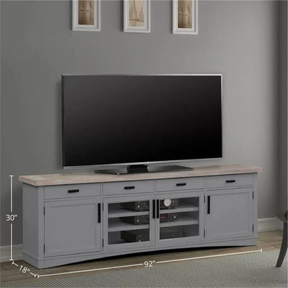 Bowery Hill Americana Wood Modern - Cotton 92" TV Console in White
