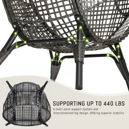 RADIATA 440 lbs Outdoor Egg Chair with Foot Rest & Ottoman, Wicker Patio Egg Chair for Indoor or Garden,Beige