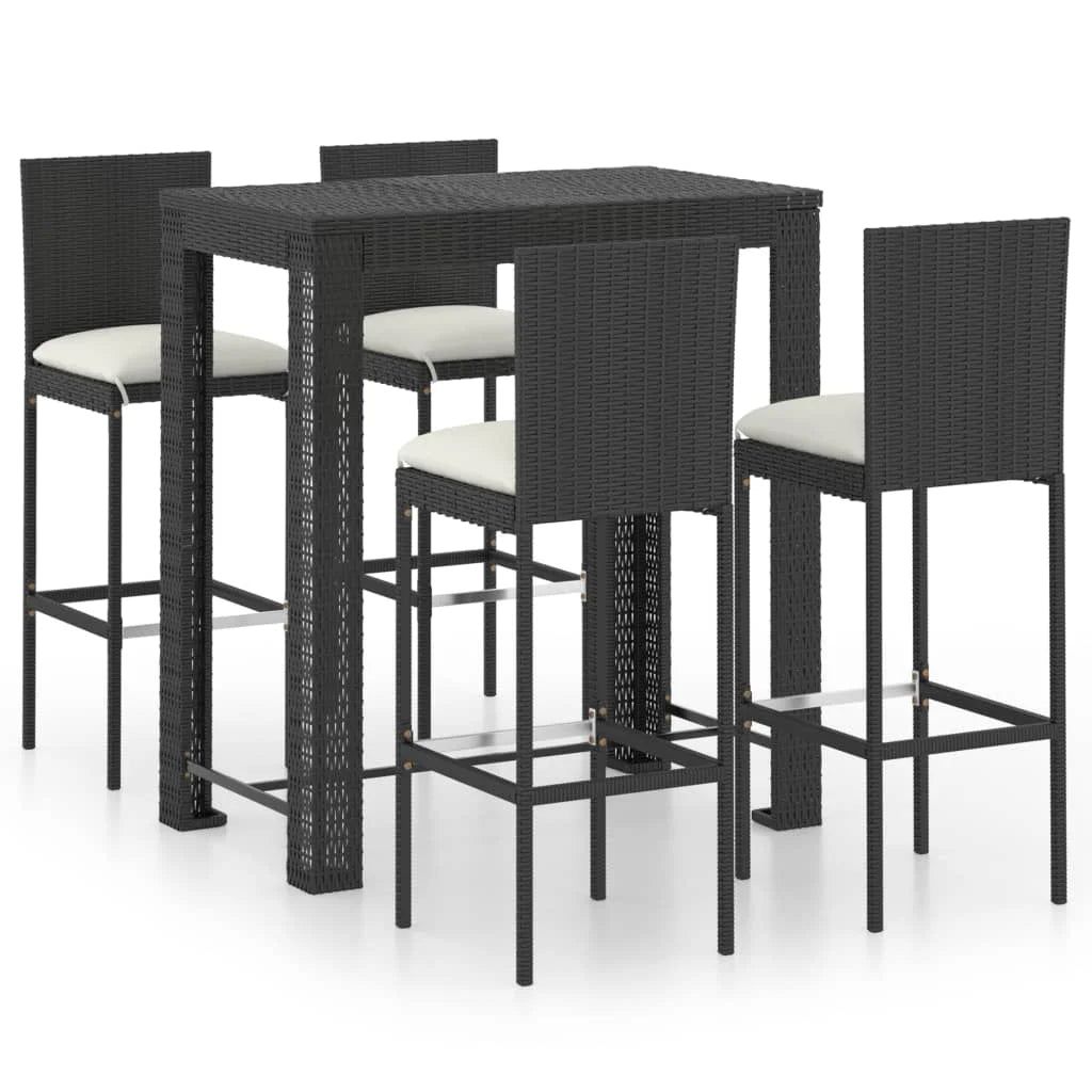 vidaXL Patio Bar Set Outdoor Bistro Set Bar Stool Bistro Table Poly Rattan