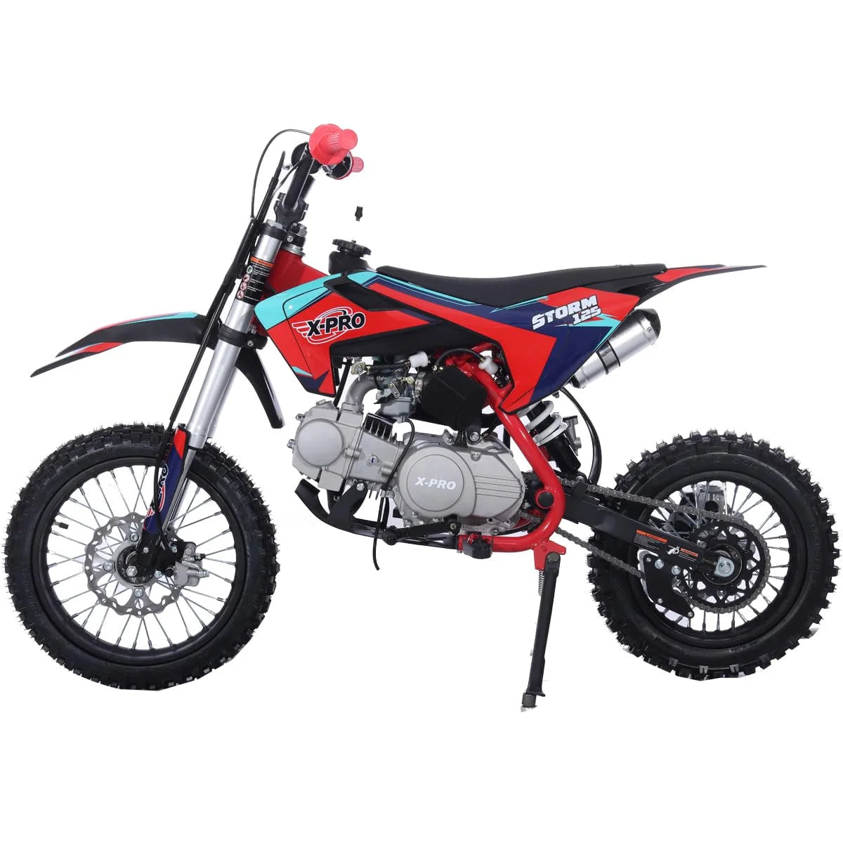 X-Pro Brand New Storm 125cc Dirt Bike with 4-Speed Semi-Auto Transmission, Kick Start, Big 14"/12" Tires!