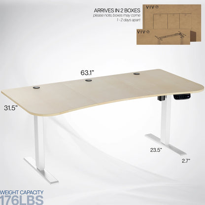 VIVO Reclaimed Wood / Black 63�?x 32�?Electric Height Adjustable Stand Up Desk
