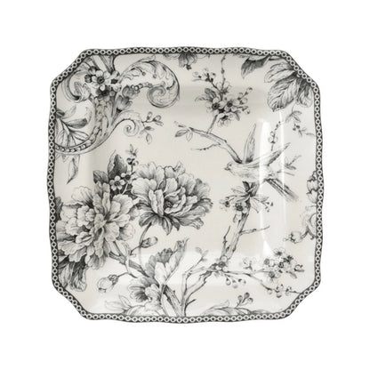 222 Fifth Adelaide Round 16-Piece Porcelain Dinnerware Set, Black Toile