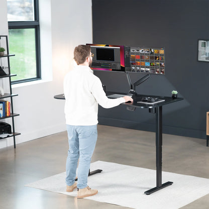 VIVO Reclaimed Wood / Black 63�?x 32�?Electric Height Adjustable Stand Up Desk