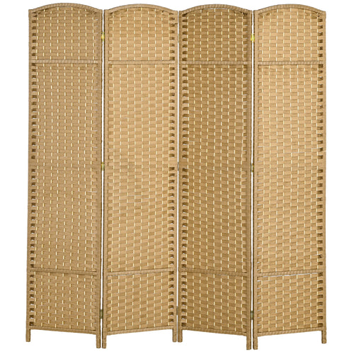HOMCOM 4 Panel Room Divider Freestanding Folding Privacy Screen Nature Wood