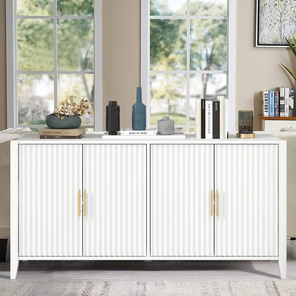 Black Accent Cabinet, Atumon Storage Cabinet Furniture, Modern Buffet Sideboard, Wooden Accent Cabinet with 3 Doors, Accent Storage Cabinet for Entryway Hallway Living Room, 48"L x 17.7"W x 31.9"H