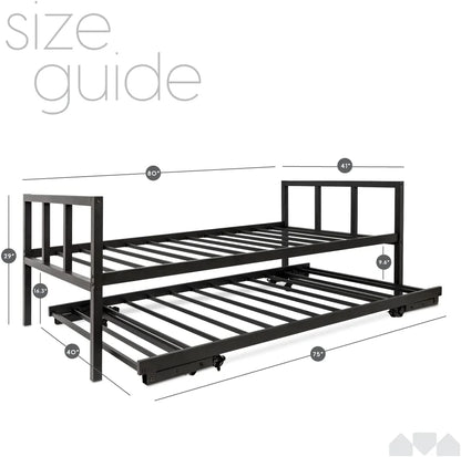 Milliard Twin Daybed and Fold-up Trundle Set, Frame - Mattresses Sold Separately (Black)