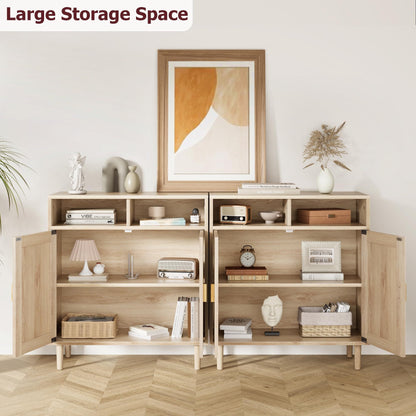 NEILA Rattan Cabinet with 2 Doors and Shelf, Modern Accent Furniture, 1 Piece