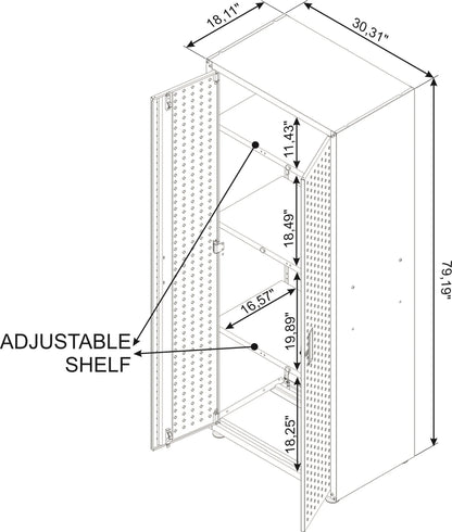 Fortress Textured Metal 75.4" Garage Cabinet with 4 Adjustable Shelves y