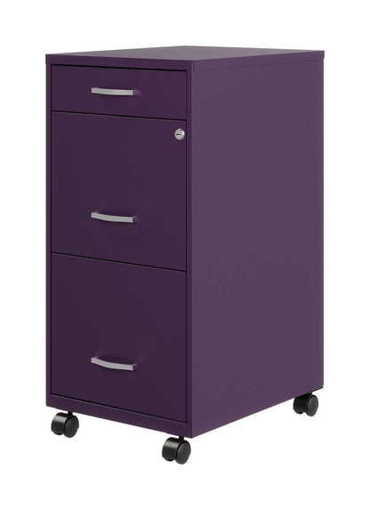 Space Solutions 18" Deep 3 Drawer Mobile Letter Width Vertical File Cabinet, Midnight Purple