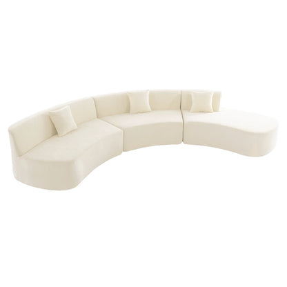 Harper & Bright Designs Modern Curved Floor Sofa Set, Modular Sectional Sponge Couch for Living Room, 2 PC Free Combination No Assembly Foam-Filled Sofa, Beige