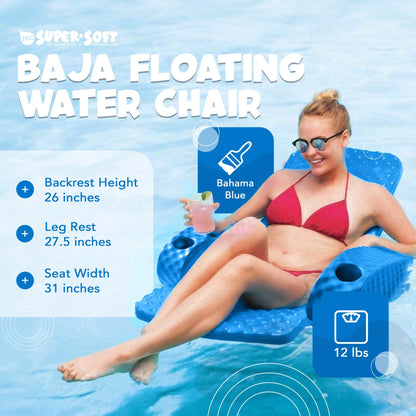 TRC Recreation Baja Folding Armchair Swimming Pool Float, Tropical Teal