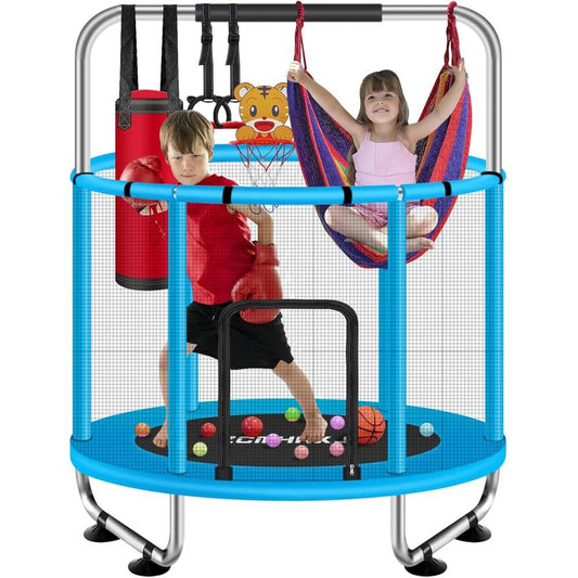 ZCMHAXJ Trampoline for Kids with Adjustable Gymnastics Bar&7 Toys