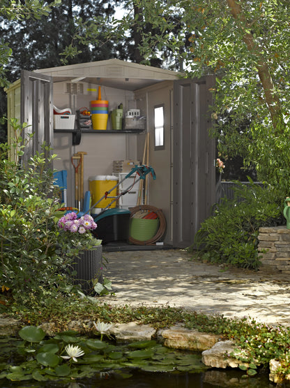 Keter Factor 8 x 11 Foot All Weather Resin Outdoor Storage Shed, Taupe