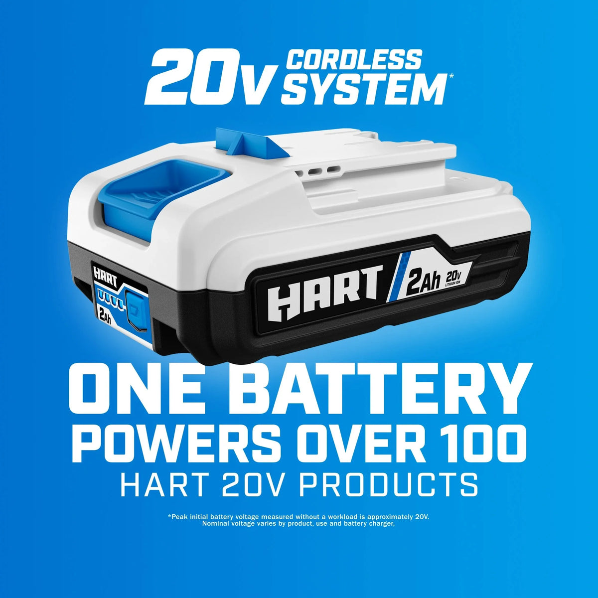 HART 20-Volt 2-inch 18-Gauge Battery-Powered Brad Nailer Kit, (1) 1.5Ah Lithium-Ion Battery