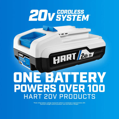 HART 20-Volt 2-inch 18-Gauge Battery-Powered Brad Nailer Kit, (1) 1.5Ah Lithium-Ion Battery