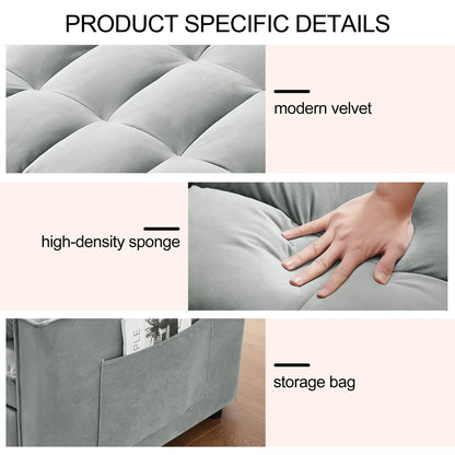 Convertible Sofa Bed,3-in-1 Sleeper Sofa with Pull Out Bed,Sleeper Futon Couch Loveseat with Adjsutable Backrest and Pillows for Living Room,Gray