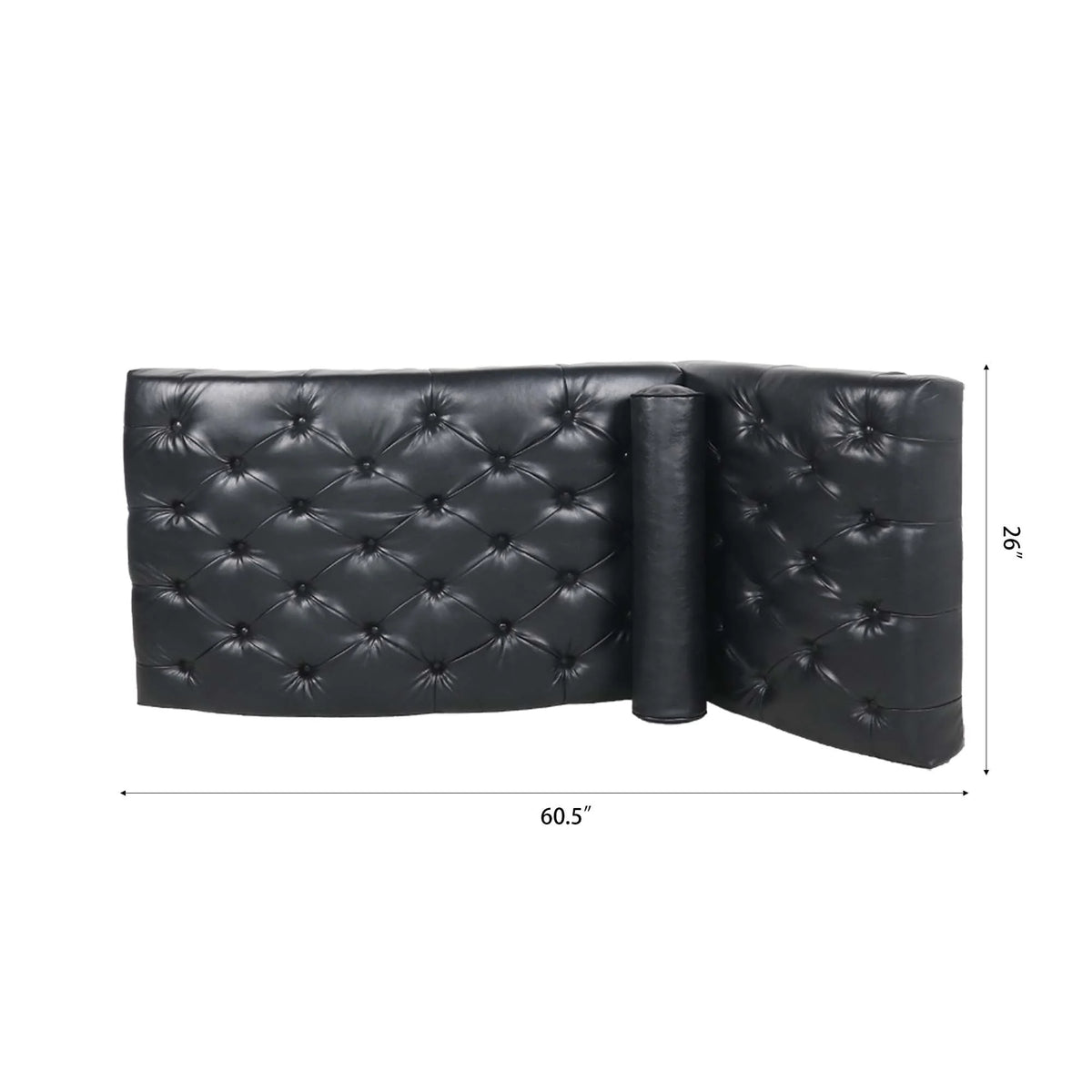 Upholstered Chaise Lounge, Indoor Recliner Sleeper Chair with Lumbar Pillow, Tufted Lounge Chair with Solid Wood Legs, Single Armless Rest Sofa Chair for Living Room Bedroom Office, Black PU