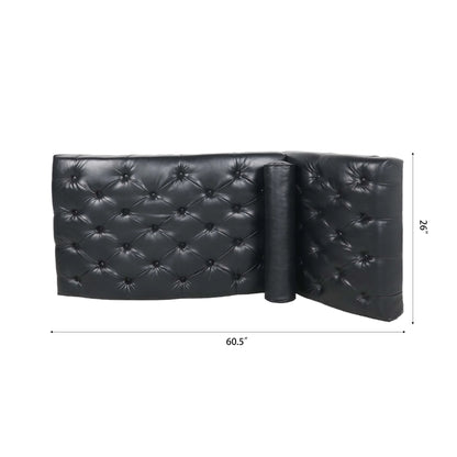 Upholstered Chaise Lounge, Indoor Recliner Sleeper Chair with Lumbar Pillow, Tufted Lounge Chair with Solid Wood Legs, Single Armless Rest Sofa Chair for Living Room Bedroom Office, Black PU