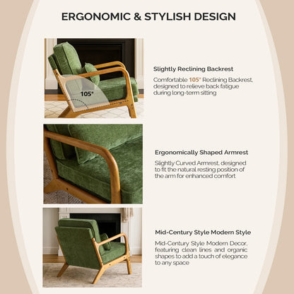 Ktaxon Accent Chair Corduroy Upholstered Armchair, Reading Club Chair with Pillow and Solid Wood Frame for Living Room Bedroom Furniture Off White