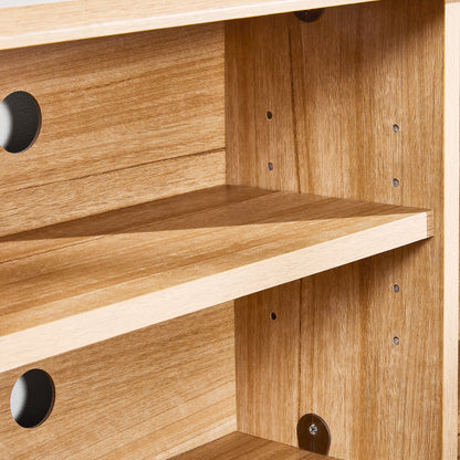Your Zone Easy to Assemble Storage Bed with Bookcase Headboard, Twin, Natural Teak Finish