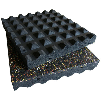 Rubber-Cal "Eco-Safety" Interlocking Playground Tiles - 3 x 19.5 x 19.5 Inch - 40 Pack - 111 Square Feet Coverage - Blue/White Speckled