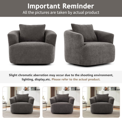 Harper & Bright Designs 360�� Swivel Accent Chair, Barrel Chair Swivel Upholstered Sofa Chair with Cushion for Living Room Office, Beige