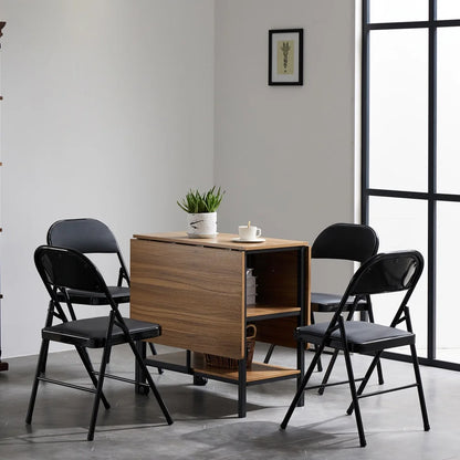 4 Pack Folding Chairs, Cushioned Padded Seat, Wedding Chairs with Metal Frame for Home, Office, Party Use, Light  Brown