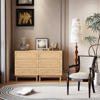 MIYZEAL Modern Wood Chest of 3 Drawers Bedroom Dresser, Wide Storage Cabinet & Contemporary Nightstand for Adults Walnut Finish Bedside Furniture