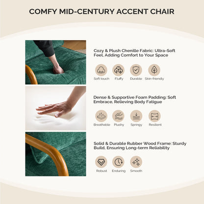 Ktaxon Accent Chair Corduroy Upholstered Armchair, Reading Club Chair with Pillow and Solid Wood Frame for Living Room Bedroom Furniture Off White