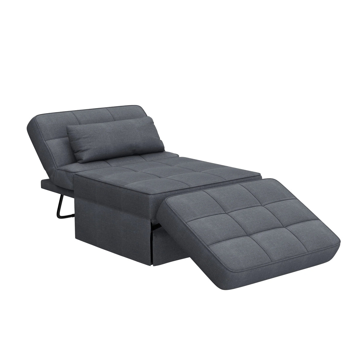 Aukfa 36" Wide Folding Chaise Futon Convertible Sofa Bed, Ottoman, Adjustable Backrest, Linen, Gray