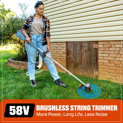 SENIX 58V Brushless Weed Eater, 11�?13�?Variable Length String Trimmer, 360° Adjustable Handle, Battery & Charger Included, GTSX5-M