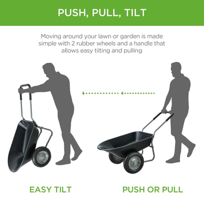 Best Choice Products Dual-Wheel Home Wheelbarrow Yard Garden Cart for Lawn, Construction - Green