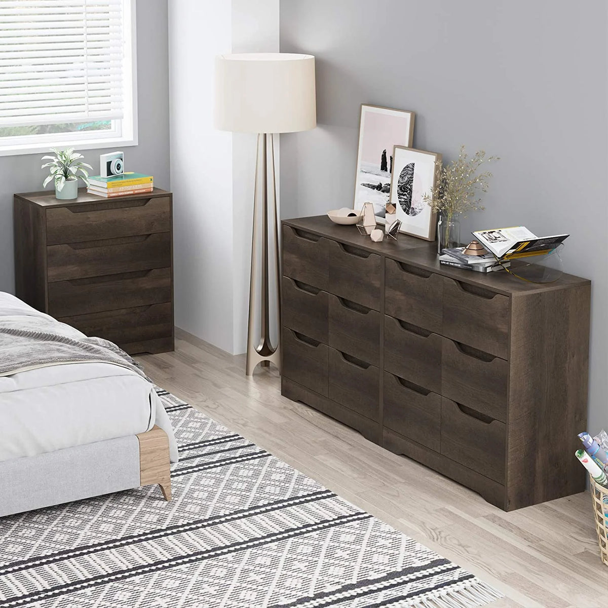 Homfa 4 Large Drawers Dresser, Modern Wood Chest of Drawers for Bedroom Hallway Living Room, White