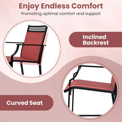 Costway Outdoor Counter Stools Set of 2 with Footrest & Armrests Metal Frame for Backyard Blue