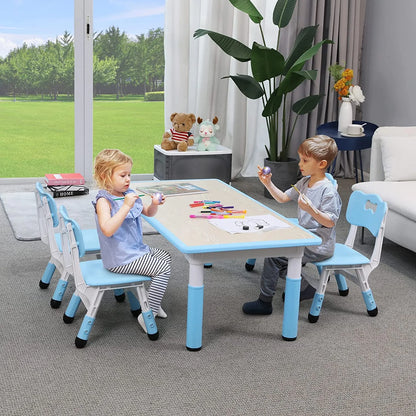Arlopu Toddler Table and Chair Set Height Adjustable, Kids Activity Table for Reading, Drawing, Eating, Studying, Max 220lbs