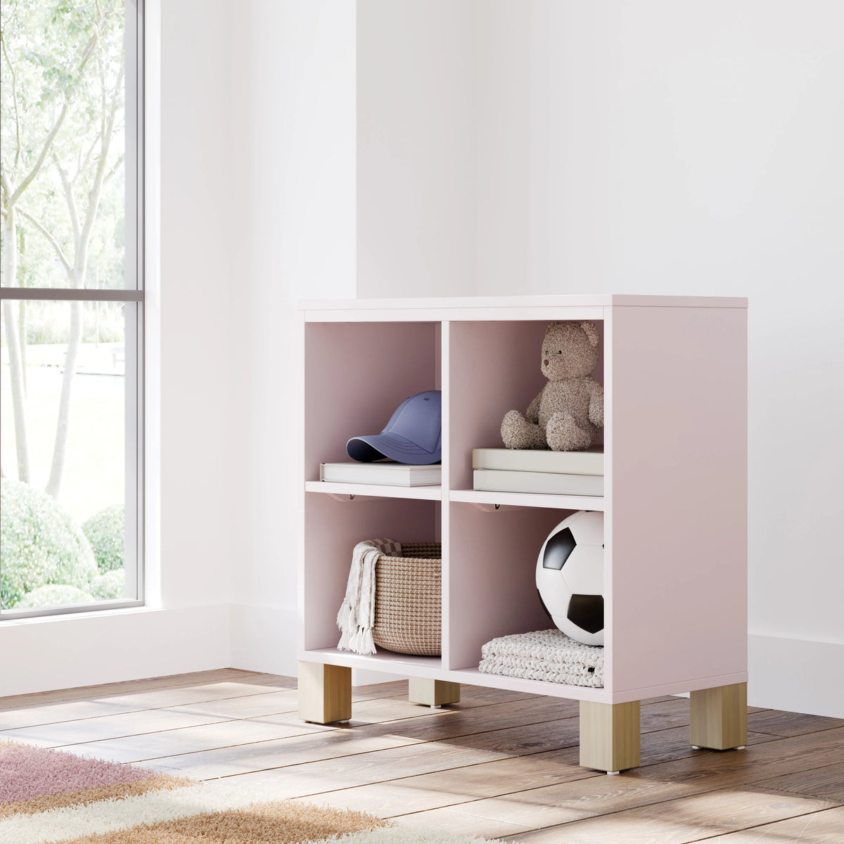 Storkcraft California Cube Organizer Children's Bookcase, Blush with Driftwood