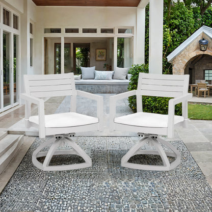 Outdoor Patio K/D Aluminum Stationary Dining Chairs 2PCS with Outdoor-grade Sunbrella Fabric Cushions, Branch-Like Backrest ,FSC-Certified Wood Armrests, Bourbon Brown