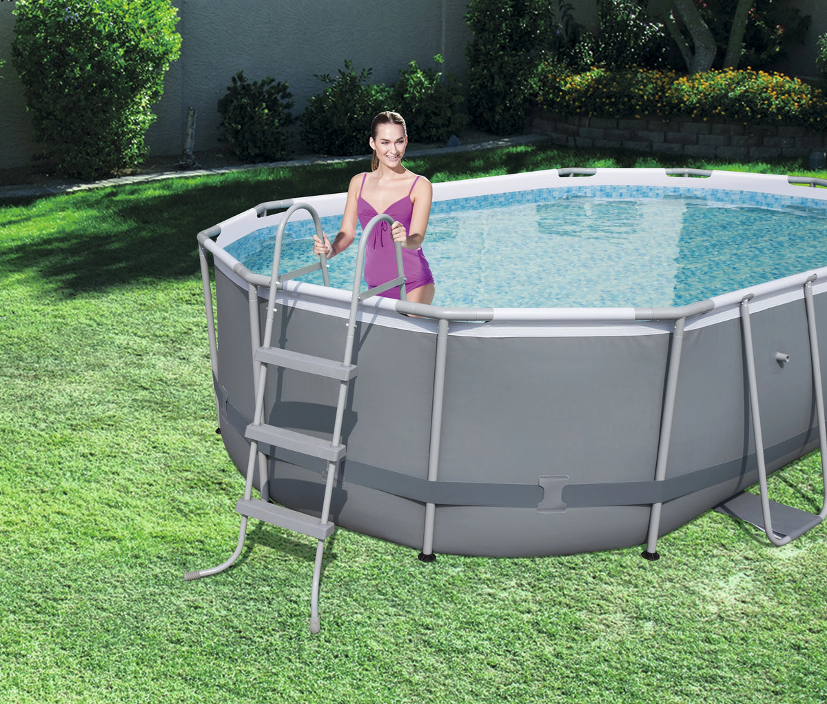 Bestway Power Steel 13.91' x 8.2' x 39.5" Oval Frame Pool Set