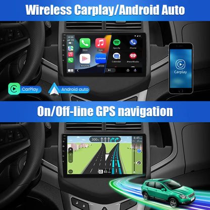 Awesafe 32G 9 inch Touch Screen Car Radio Stereo for Chevrolet Aveo Sonic 2011-2015 with Apple Carplay Android Auto HD WIFI GPS FM Bluetooth