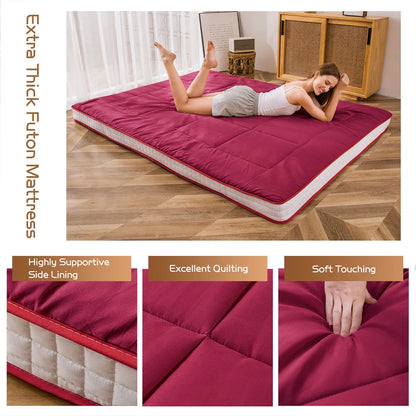 Futon Mattress, Padded Japanese Floor Mattress Quilted Bed Mattress Topper, Extra Thick Folding Sleeping Pad, Dark Grey, Twin
