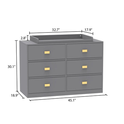 OXYLIFE 45" Baby Nursery Changing Table Dresser with 4 Drawers and Shelf for Nursery Room, White