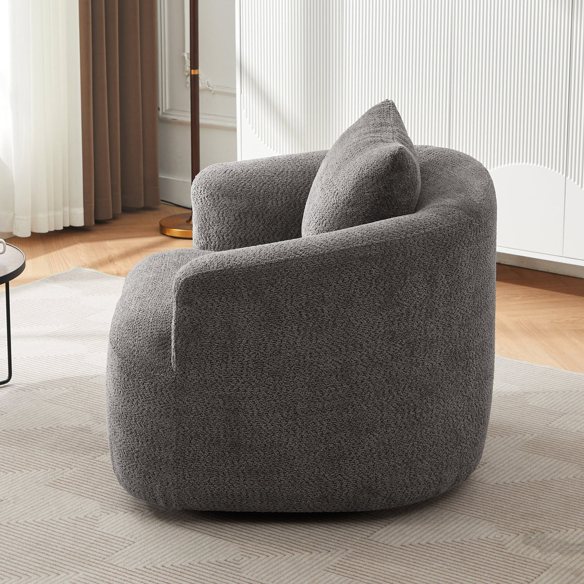 Harper & Bright Designs 360�� Swivel Accent Chair, Barrel Chair Swivel Upholstered Sofa Chair with Cushion for Living Room Office, Beige
