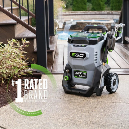 Ego Power+ 3200 Psi 1.2 Gpm Battery Powered Cold Water Pressure Washer With 5 Spray Nozzles 6.0Ah Kit