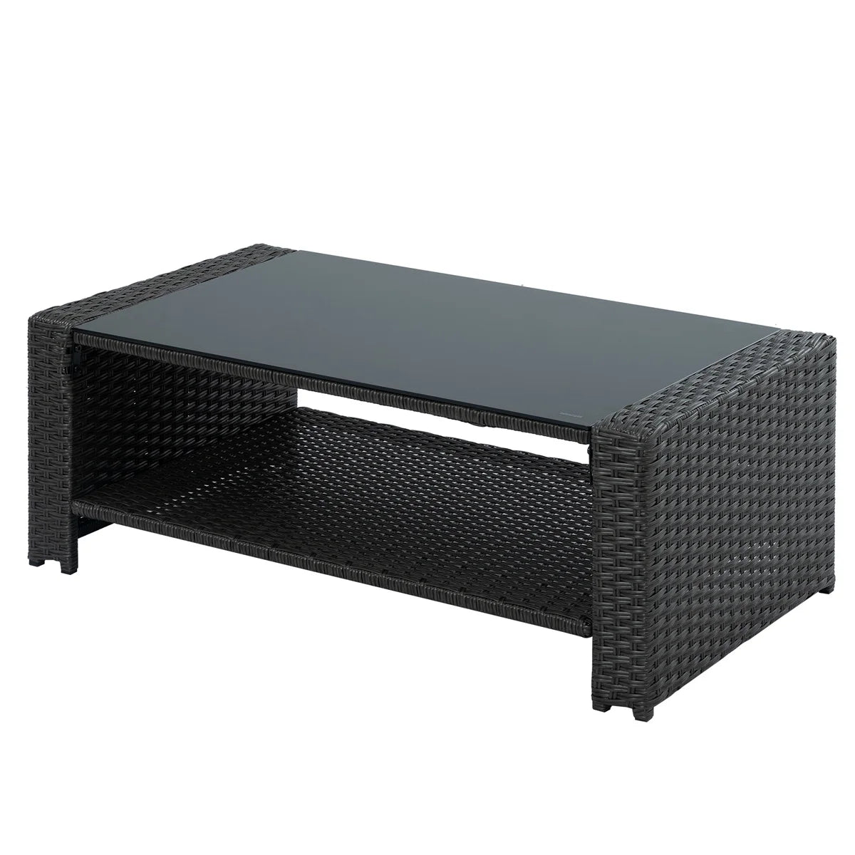 HighSound 4 Piece Patio Furniture Set, Outdoor Wicker Patio Sectional Sofa, All Weather PE Rattan Outdoor Sectional with Cushions & Coffee Table, Dark Gray